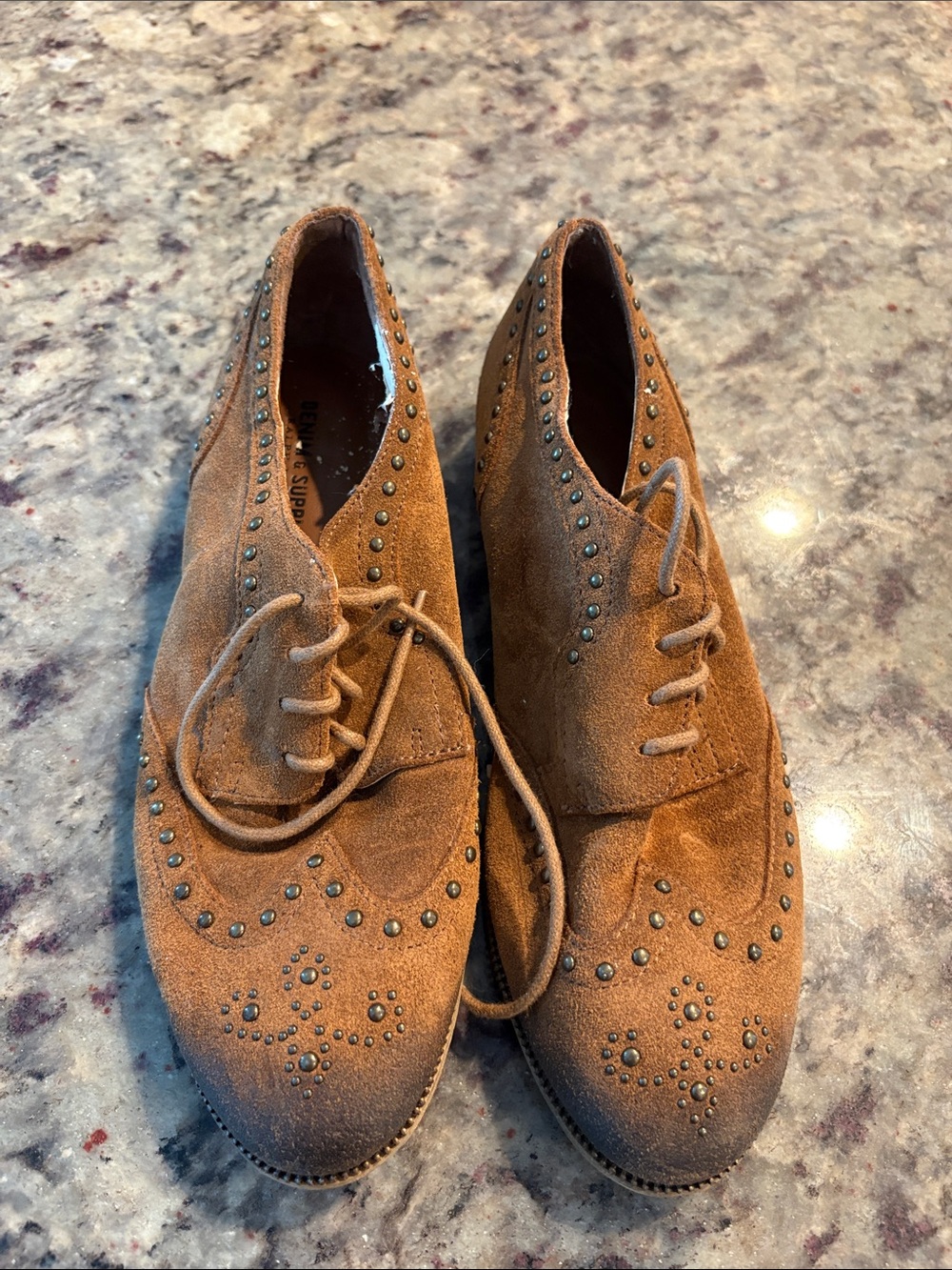 Denim & Supply Ralph Lauren Brown Suede Studded Oxford Flats